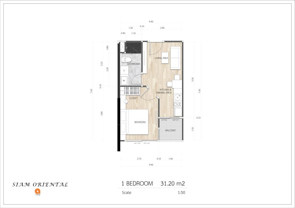 ОДНА СПАЛЬНЯ 31.20 m2