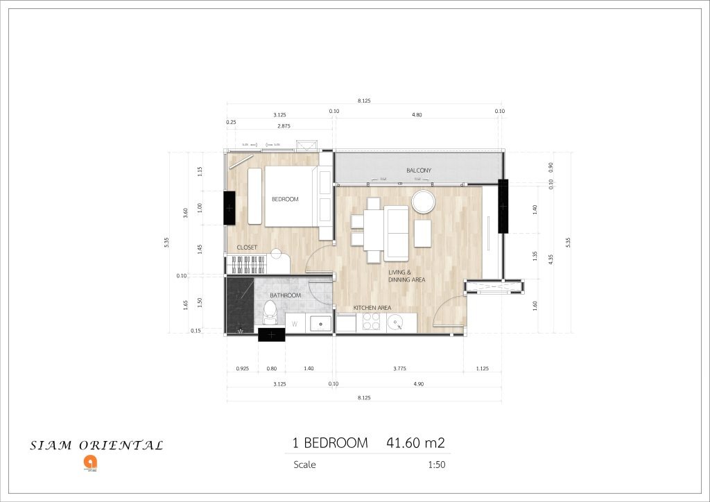 ОДНА СПАЛЬНЯ 41.60 m2