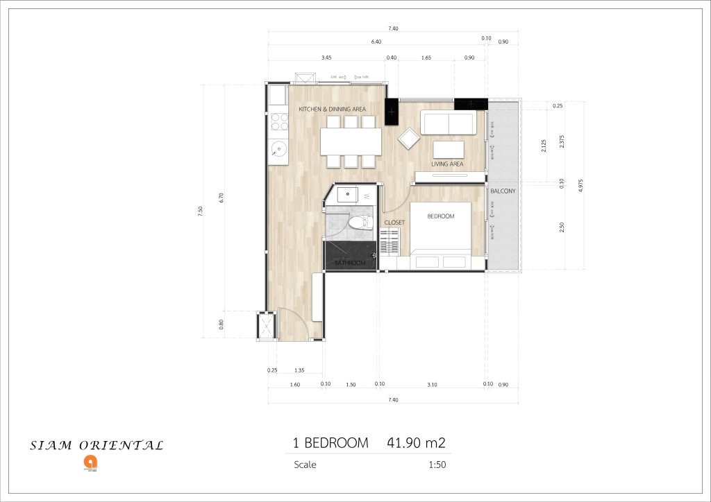 ОДНА СПАЛЬНЯ 41.90 m2