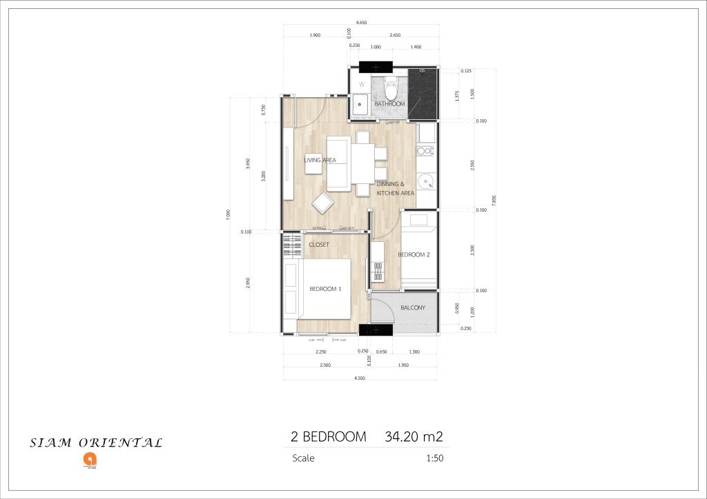 ДВЕ СПАЛЬНИ 34.20 m2