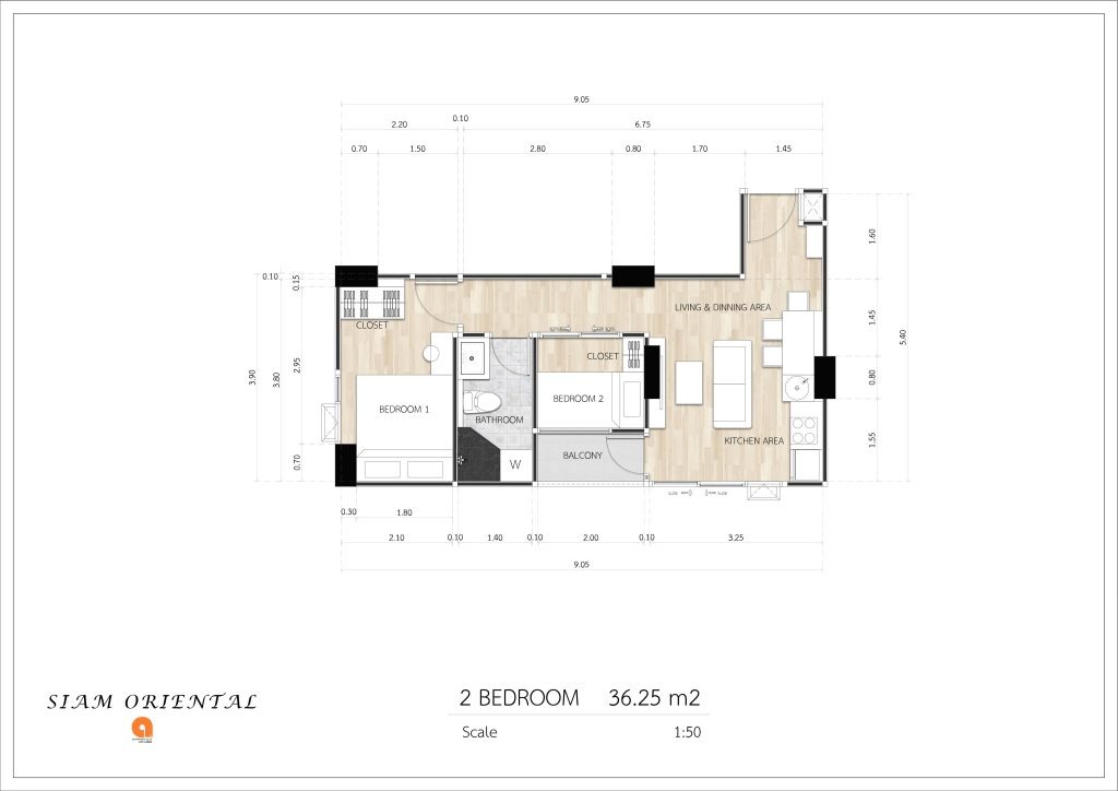 ДВЕ СПАЛЬНИ 36.25 m2