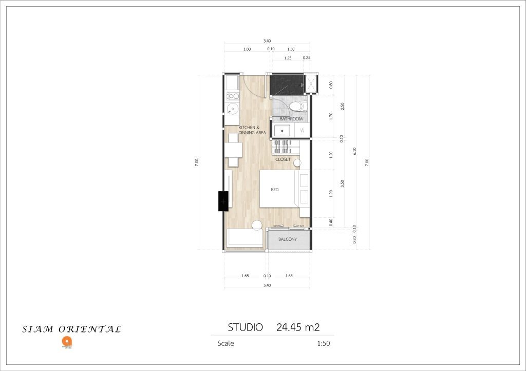 СТУДИЯ 24.45 m2